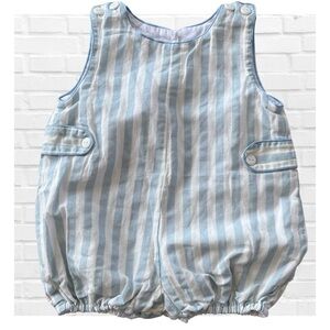 Sal and Pimenta Baby Boy Romper Blue and White Stripes Coastal Old Money Preppy